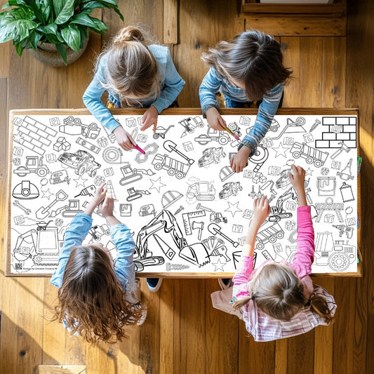 Construction Coloring Tablecloth