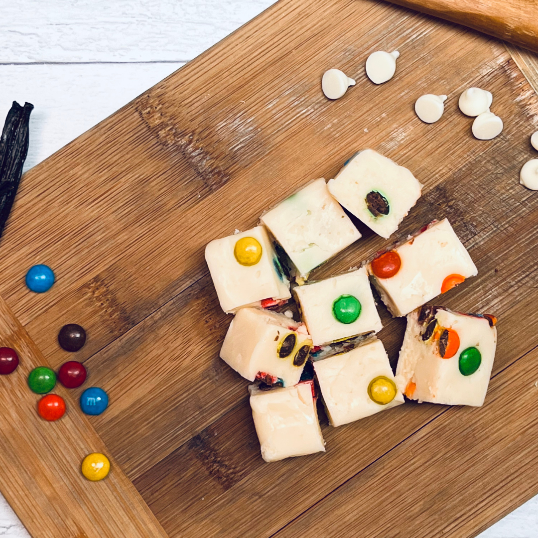 Handmade Vanilla Fudge with M&Ms | Meem's Fudge Shoppe