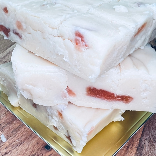 Handmade White Chocolate Strawberry Fudge | Meem's Fudge Shoppe