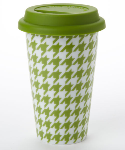 Green Houndstooth Travel Mug