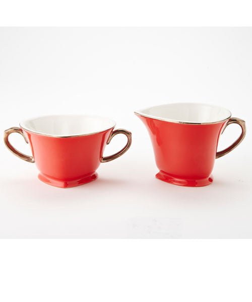 Inside Out Creamer and Sugar with platinum trimmed