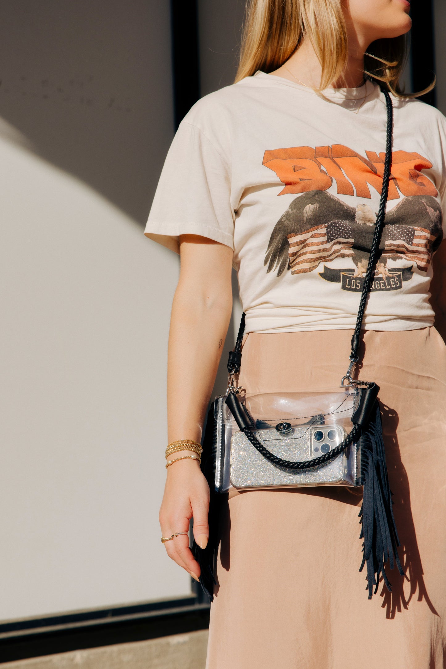 Clear Fringe Crossbody Handbag