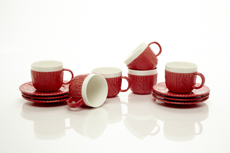 RED ESPRESSO CUPS & SAUCERS 3.5 OZ (Set of 6)