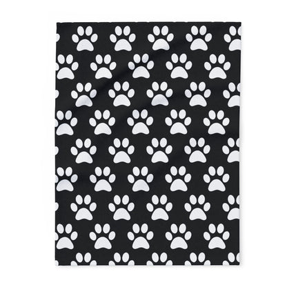 Cozy Paw Print Arctic Fleece Dog Blanket