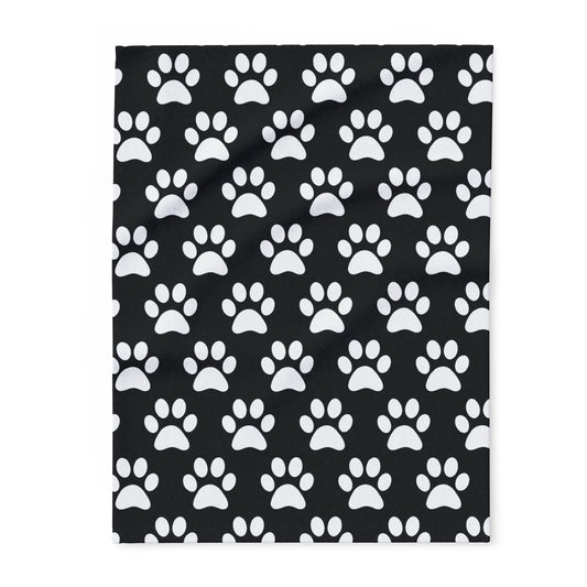 Cozy Paw Print Arctic Fleece Dog Blanket