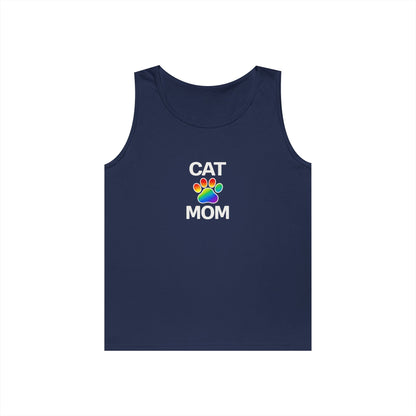 Pride Cat Mom Unisex Heavy Cotton Tank Top (8 Colors)