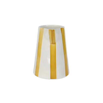 Ceramic Stripe Pitcher, yellow- 8.25 x 8.25 x 8 Inches