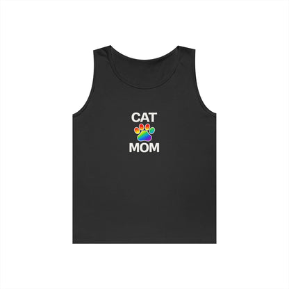 Pride Cat Mom Unisex Heavy Cotton Tank Top (8 Colors)