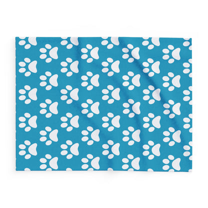 Cozy Paw Print Arctic Fleece Dog Blanket