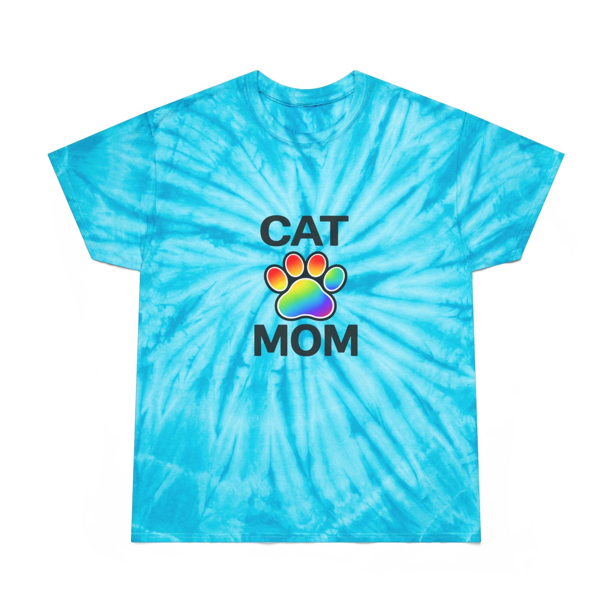 Pride Cat Mom Color Blast Tie-Dye Tee Sizes Small - 2XL (3 colors)