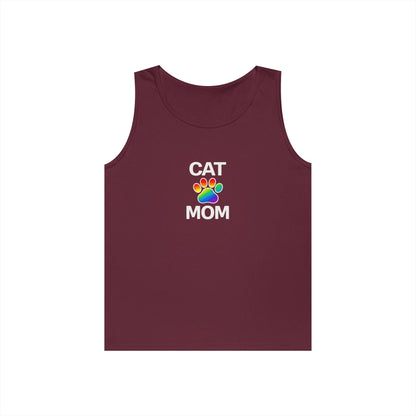 Pride Cat Mom Unisex Heavy Cotton Tank Top (8 Colors)