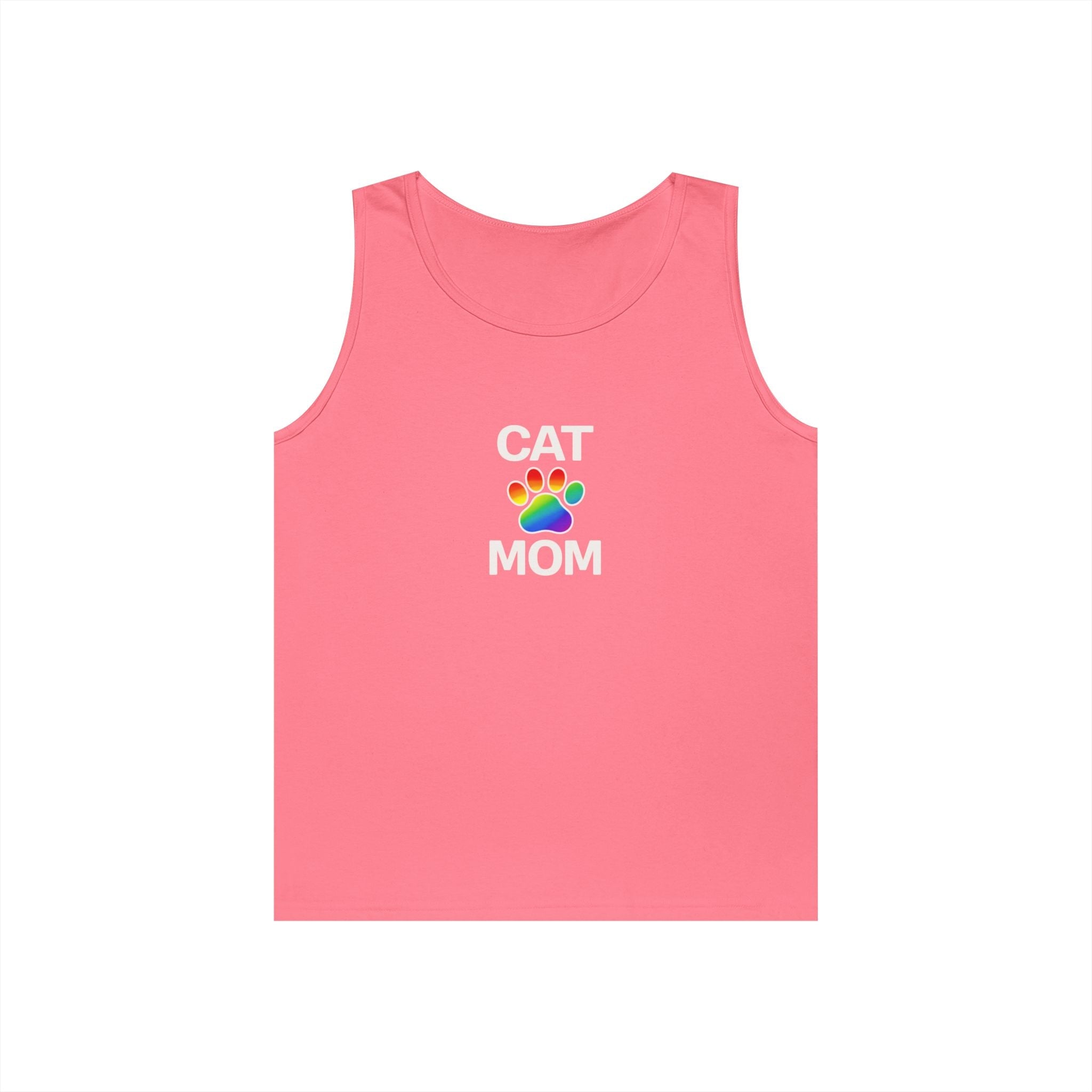 Pride Cat Mom Unisex Heavy Cotton Tank Top (8 Colors)
