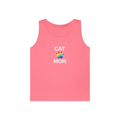Pride Cat Mom Unisex Heavy Cotton Tank Top (8 Colors)