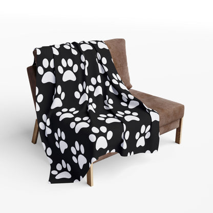 Cozy Paw Print Arctic Fleece Dog Blanket