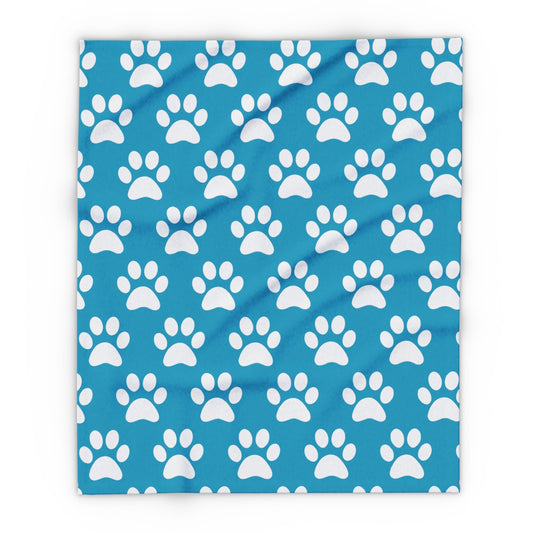 Cozy Paw Print Arctic Fleece Dog Blanket
