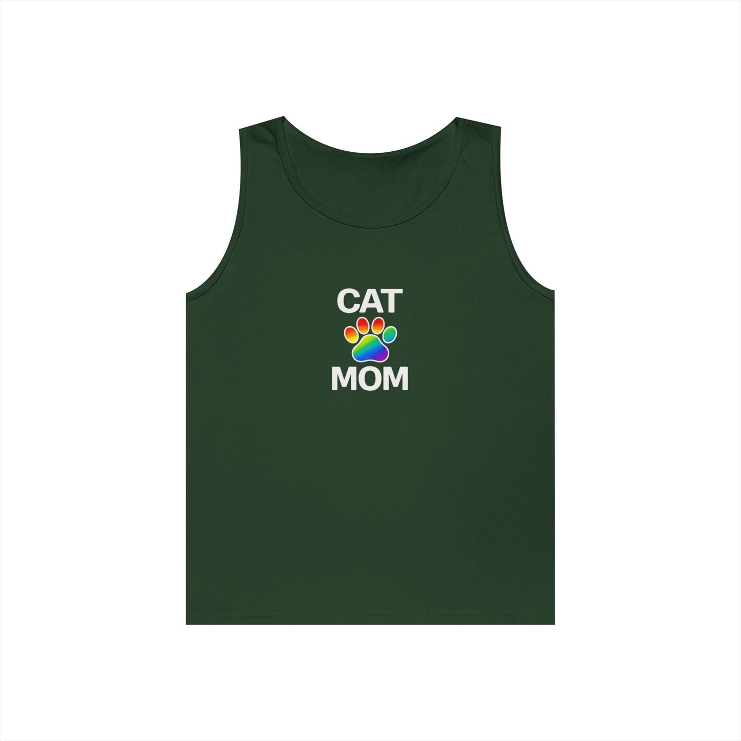 Pride Cat Mom Unisex Heavy Cotton Tank Top (8 Colors)