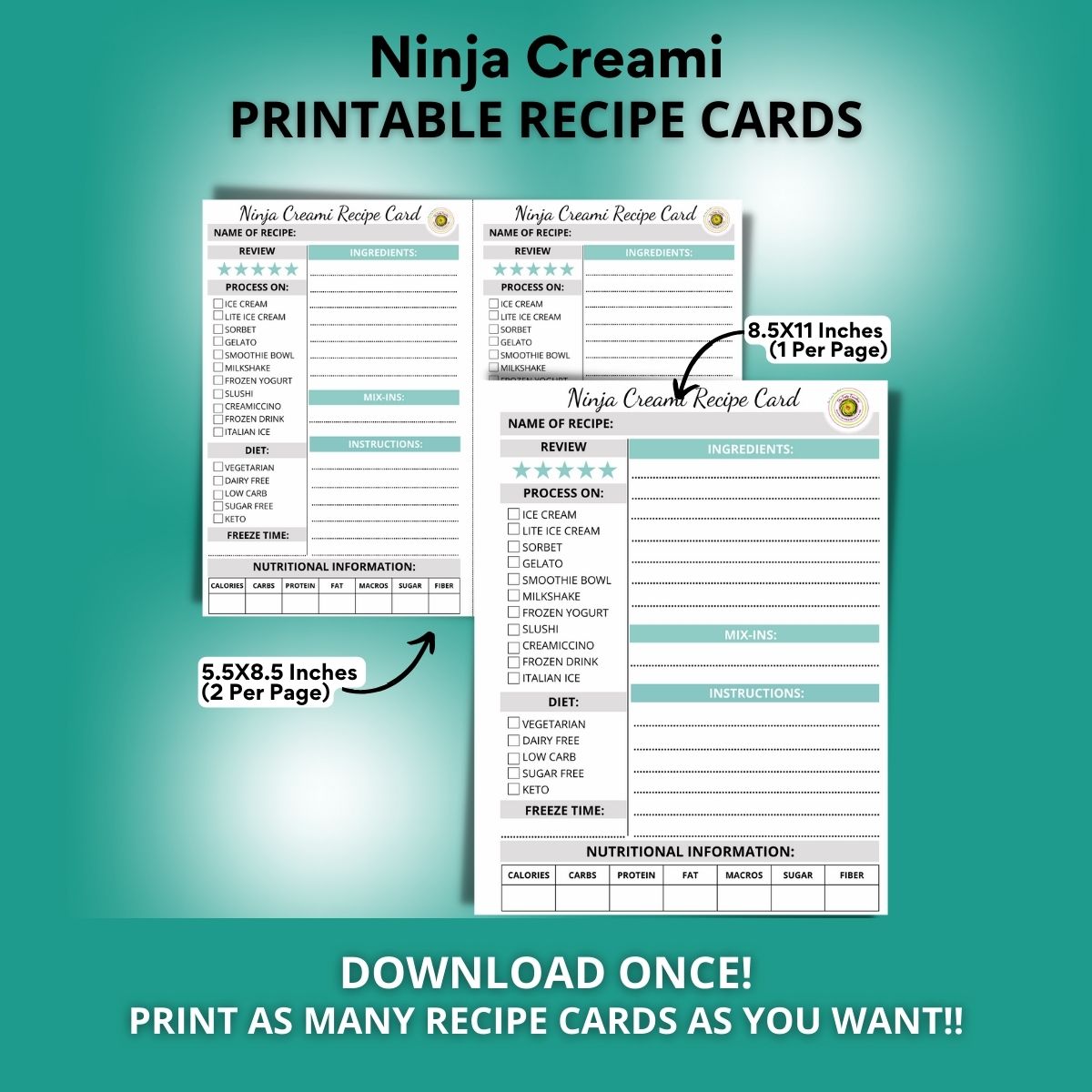 My Ninja Creami Recipe Book-Print at Home and Fillable PDF