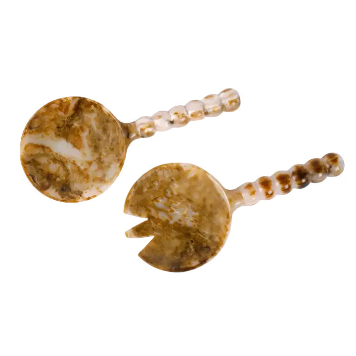Resin Salad Server Set | Brown Hand-Poured | Set of 2