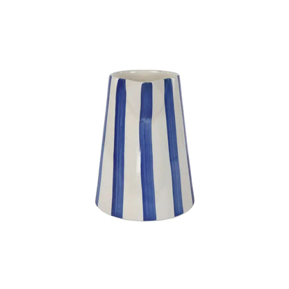 Ceramic Stripe Pitcher, Blue - 8.25 x 8.25 x 8 Inches