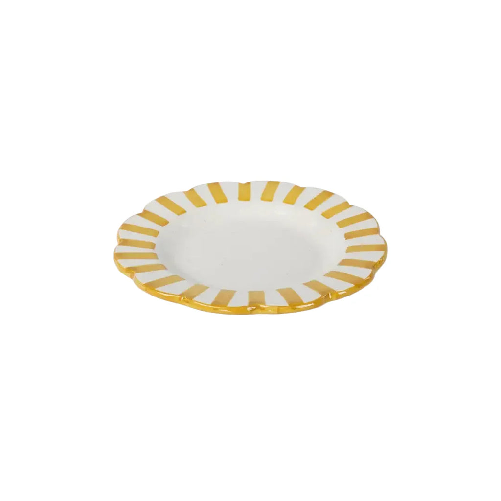 Ceramic stripe Salad Plate, Yellow- 8.25x 8.25 x 1.25 Inches