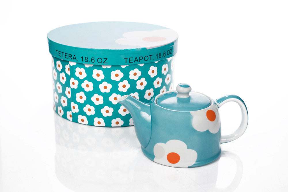 Turquoise Daisy Teapot