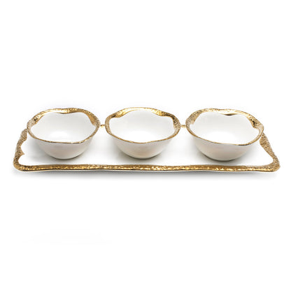 16" RECTANGULAR PLATTER WITH 3 BOWLS