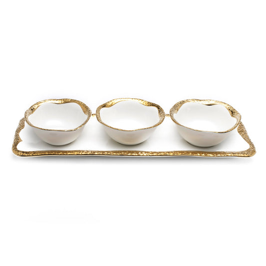 16" RECTANGULAR PLATTER WITH 3 BOWLS