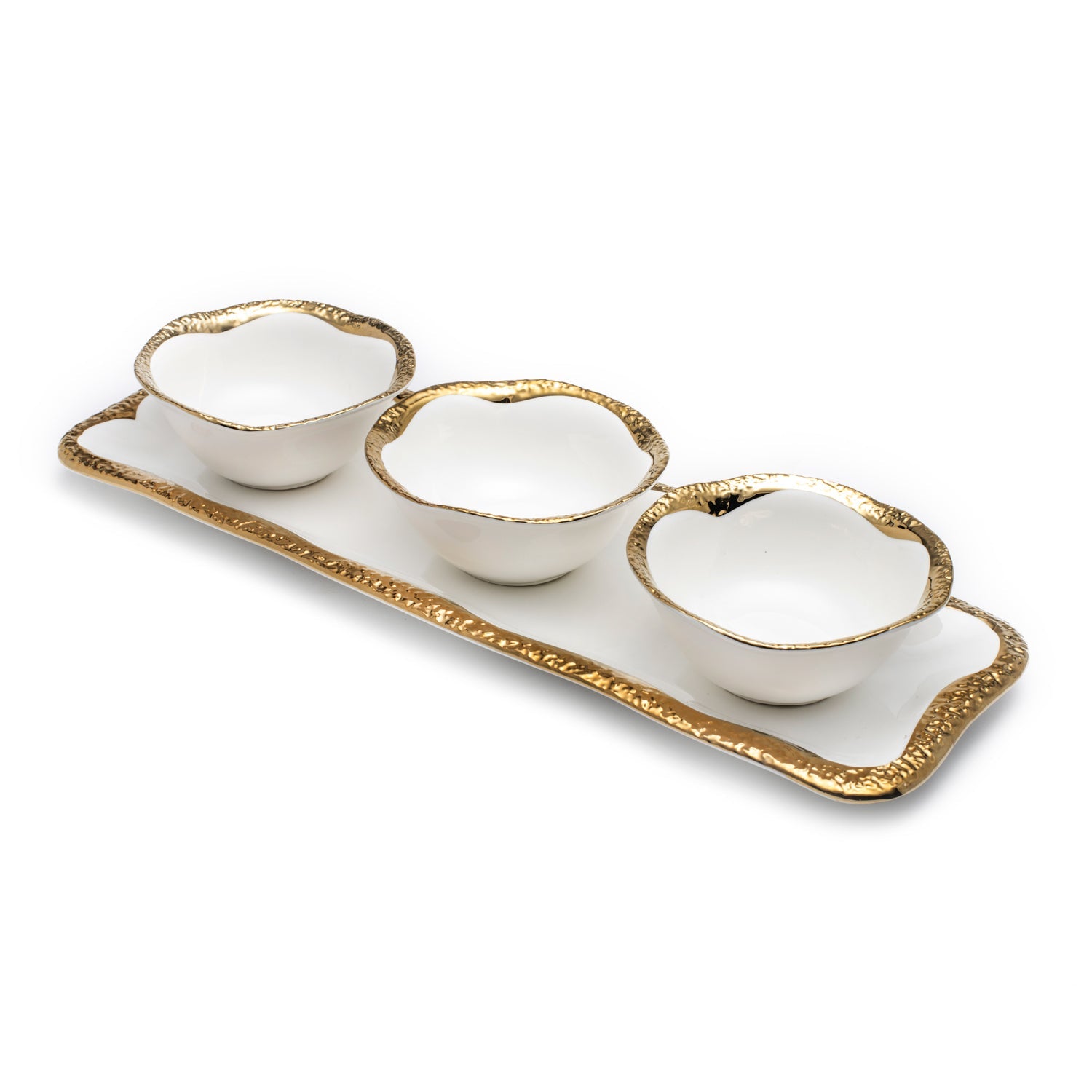 16" RECTANGULAR PLATTER WITH 3 BOWLS