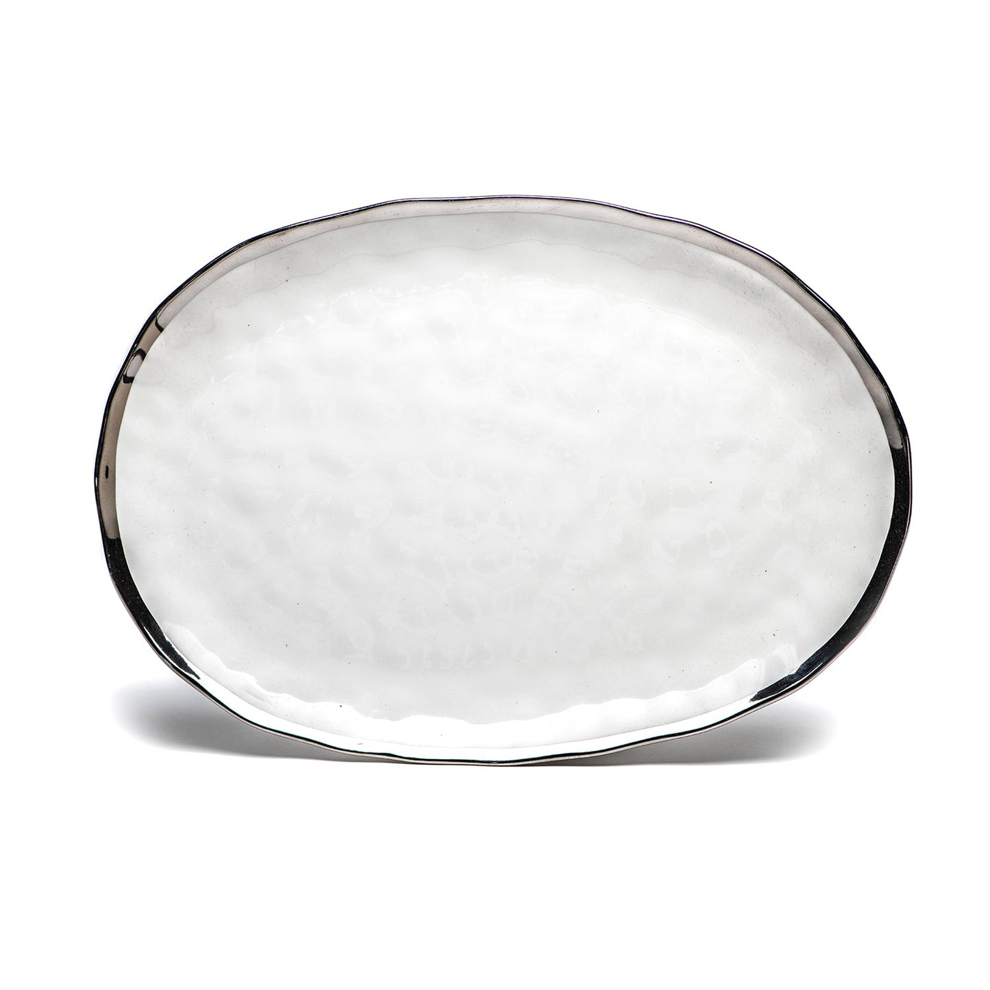 SILVER NEW BONE CHINA OVAL PLATTER