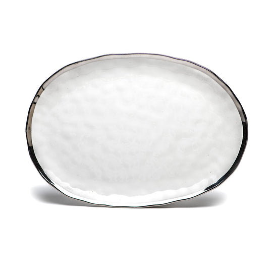 SILVER NEW BONE CHINA OVAL PLATTER