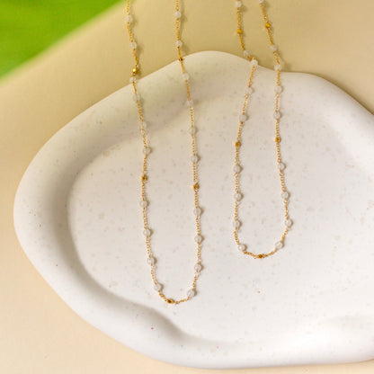Margarita Chains - Green Onyx, Moonstone, Coral