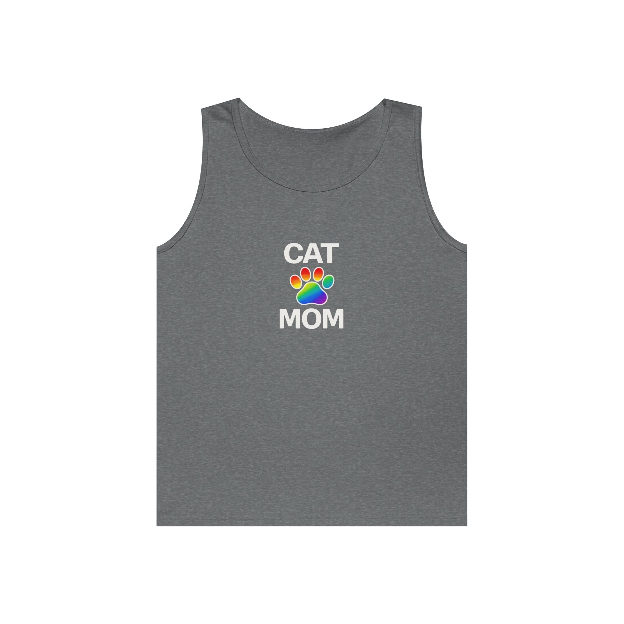 Pride Cat Mom Unisex Heavy Cotton Tank Top (8 Colors)