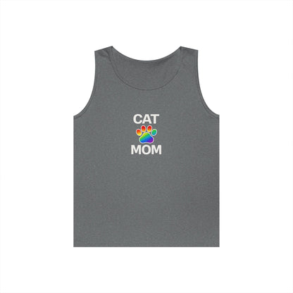 Pride Cat Mom Unisex Heavy Cotton Tank Top (8 Colors)