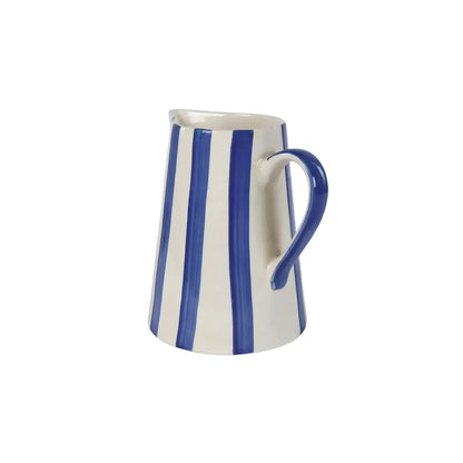 Ceramic Stripe Pitcher, Blue - 8.25 x 8.25 x 8 Inches