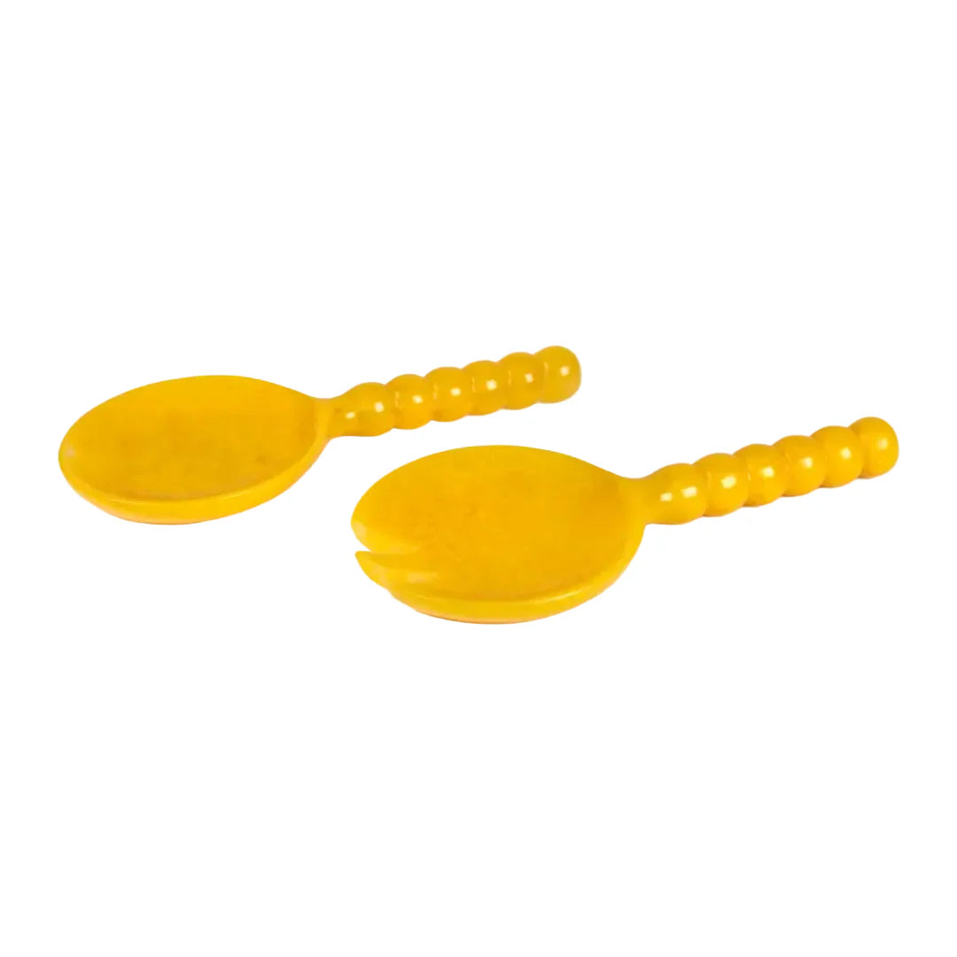 Resin Salad Server Set | Yellow Hand-Poured | Set of 2