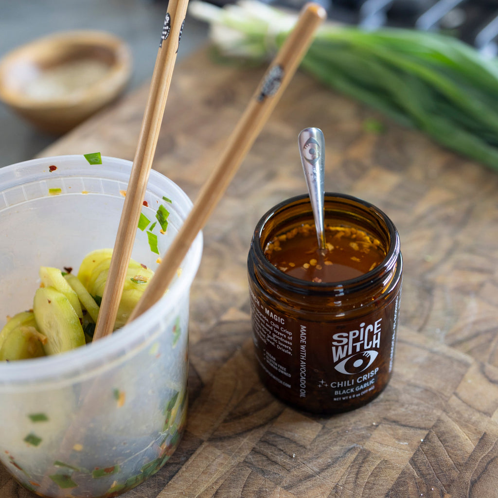 Chili Crisp Black Garlic Flavor- Avocado Oil, Savory Depth, Umami Crunch