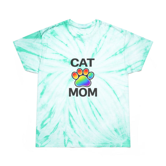 Pride Cat Mom Color Blast Tie-Dye Tee Sizes Small - 2XL (3 colors)