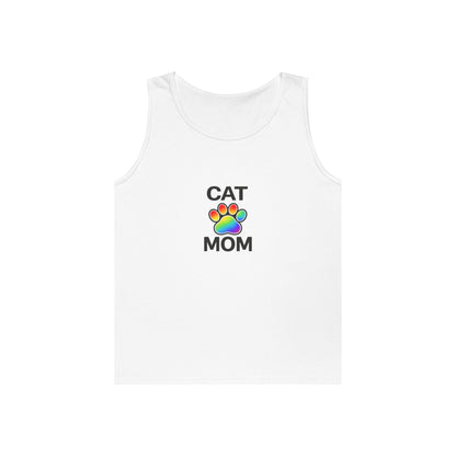 Pride Cat Mom Unisex Heavy Cotton Tank Top (8 Colors)