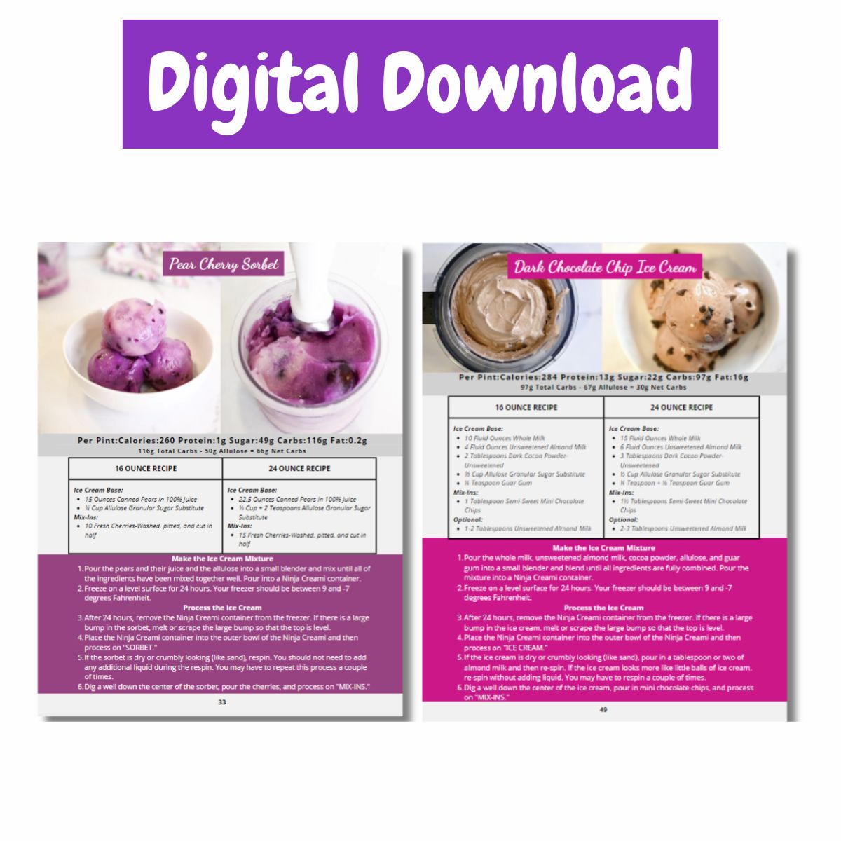 57 Low Calorie Ninja Creami Recipes-Digital Download