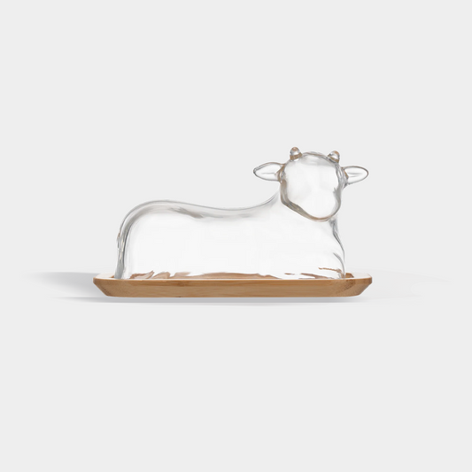 Hand-Blown Cow Butter Dish