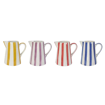 Ceramic Stripe Pitcher, Blue - 8.25 x 8.25 x 8 Inches