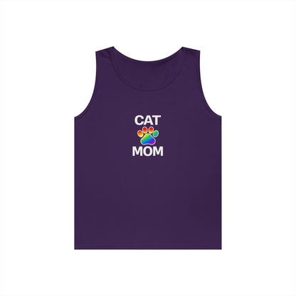 Pride Cat Mom Unisex Heavy Cotton Tank Top (8 Colors)