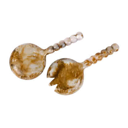 Resin Salad Server Set | Brown Hand-Poured | Set of 2