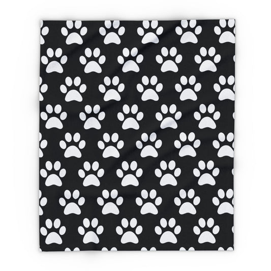 Cozy Paw Print Arctic Fleece Dog Blanket