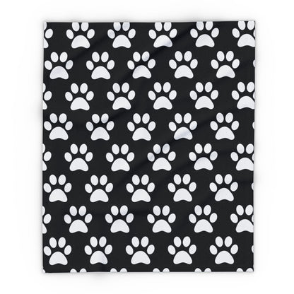 Cozy Paw Print Arctic Fleece Dog Blanket