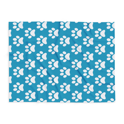 Cozy Paw Print Arctic Human Fleece Blanket