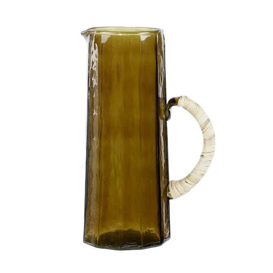 Brown Hammered Water Pitcher | Handcrafted Glass