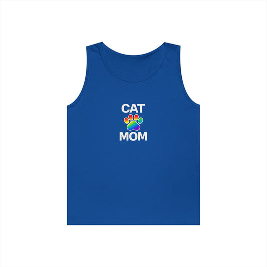 Pride Cat Mom Unisex Heavy Cotton Tank Top (8 Colors)