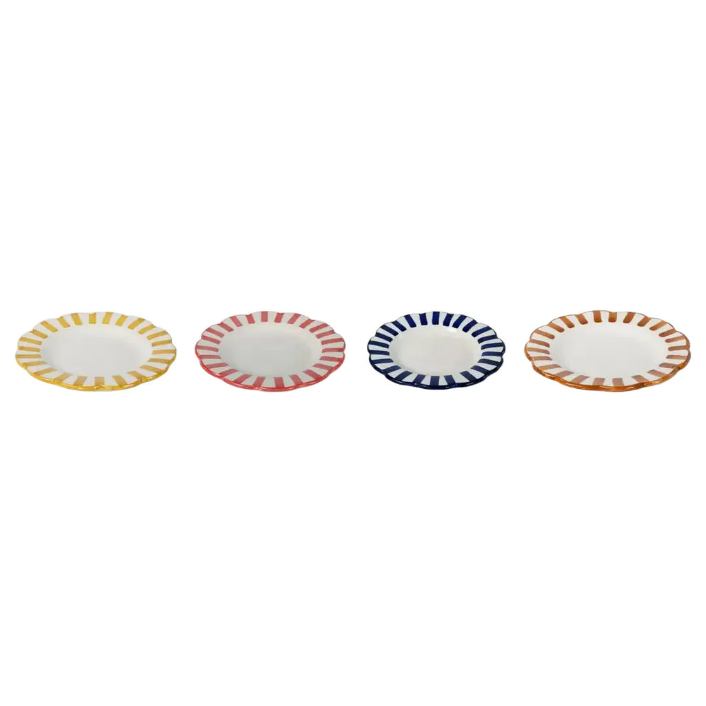 Ceramic stripe Salad Plate, Yellow- 8.25x 8.25 x 1.25 Inches