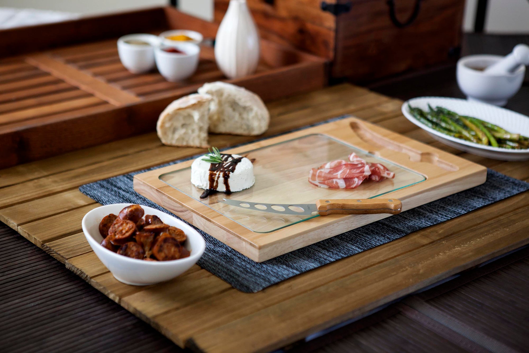 Icon Glass Top Cutting Board & Knife Set